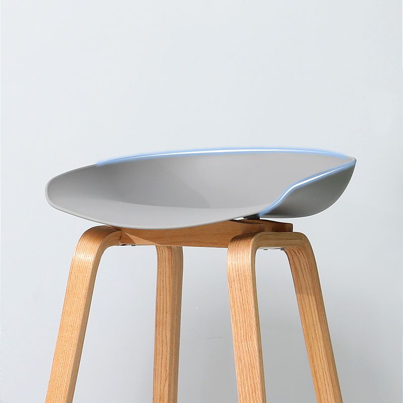 30-inch Modern Beech Wood Barstool Simple Backless Indoor Tall Stool with Plastic Seat