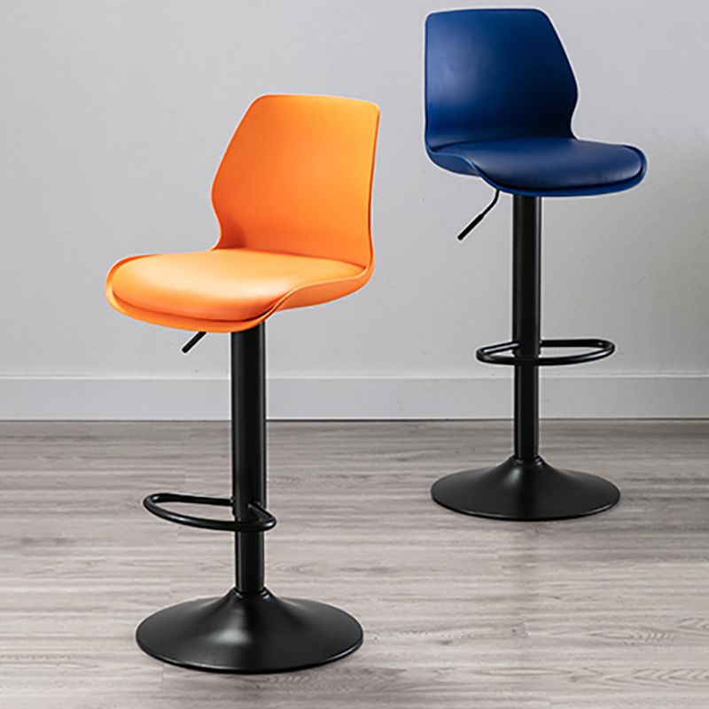 Height Adjustable Leather Barstool Industrial  Counter Stool with Backrest