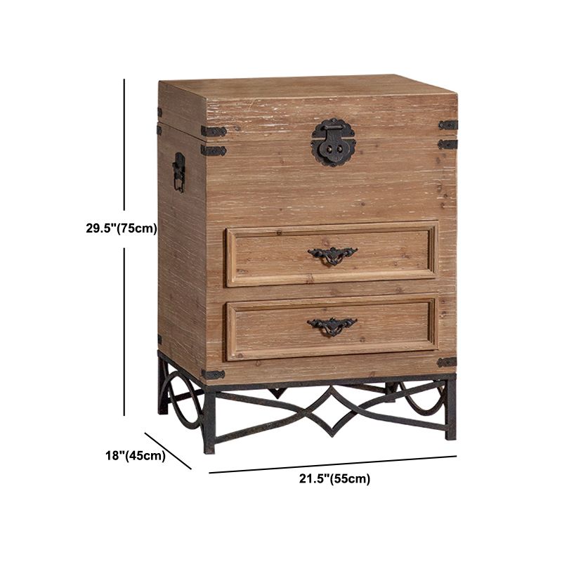 Mid-century Modern Wooden Rectangle Iron Legs Accent Cabinet with Drawer
