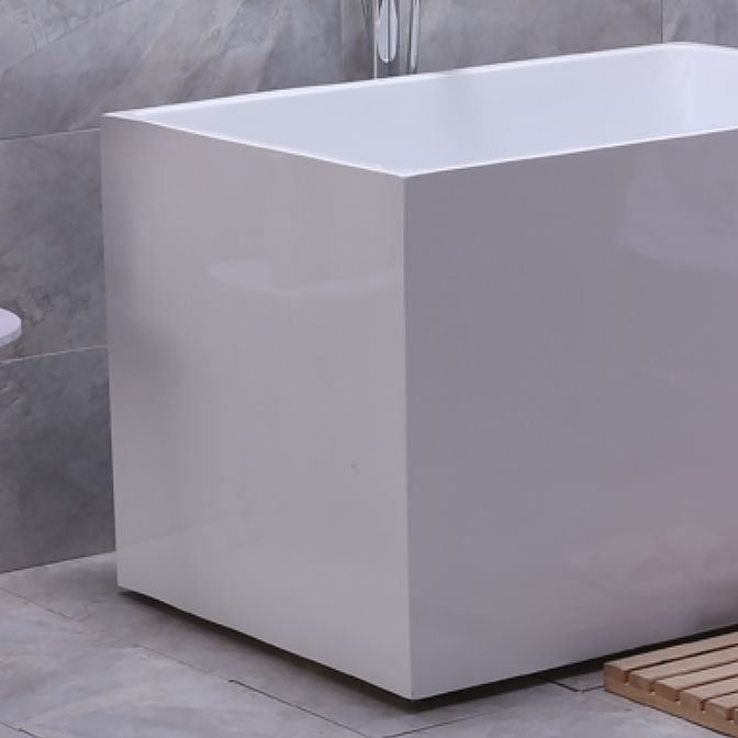 White Modern Bathtub Freestanding Acrylic Soaking Rectangular Bath