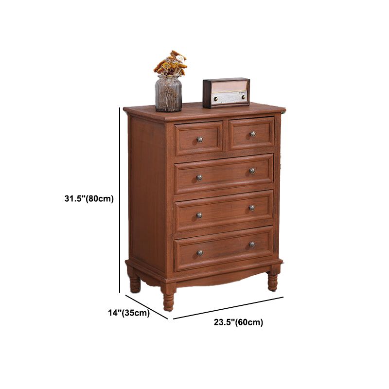 Mid-Century Modern Rectangle Brown Standard with Drawer Drop Handles Chest