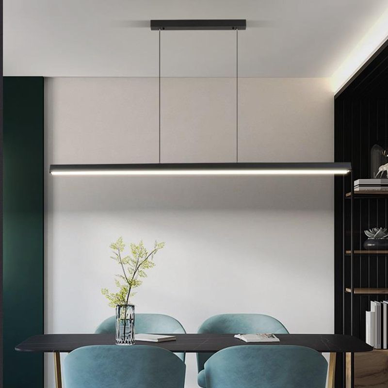 Strip Shape Island Lamp 1-Light LED Island Hanging Lamp with Acrylic Shade for Dining Room
