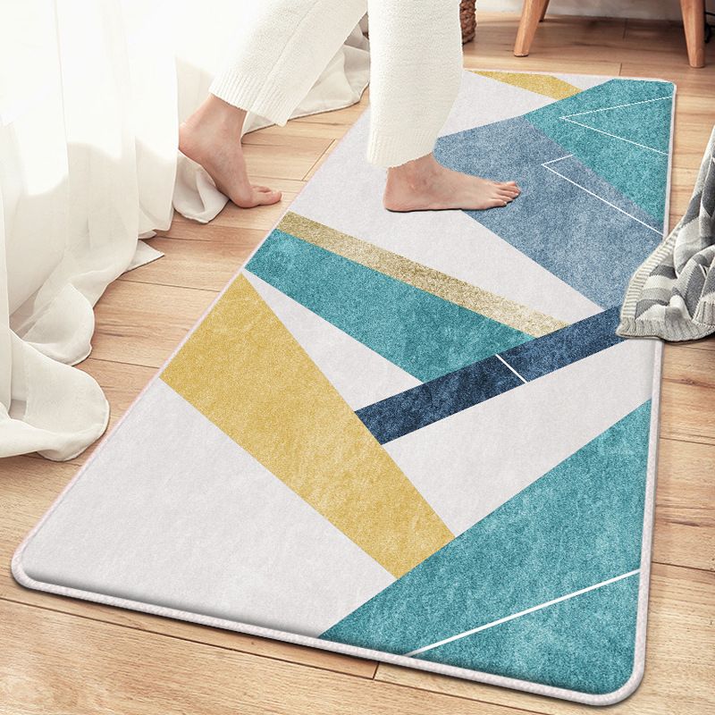 Tapis à rayures en polyester à tapis à rayures en polyester blanc pour chambre à coucher