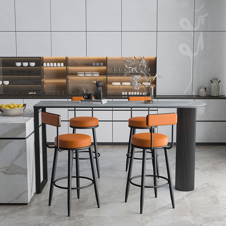 Modern Marble Bar Table with Specialty Table Top Double Pedestal Table- 41.3" H