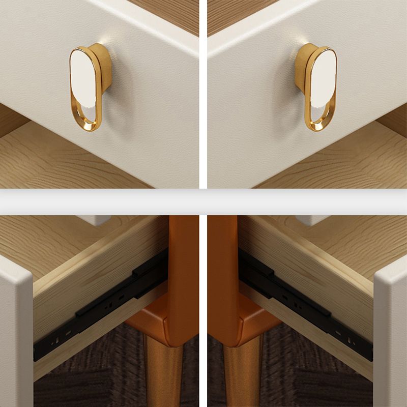 Glam Accent Table Nightstand Stone Bedside Cabinet with Drawers