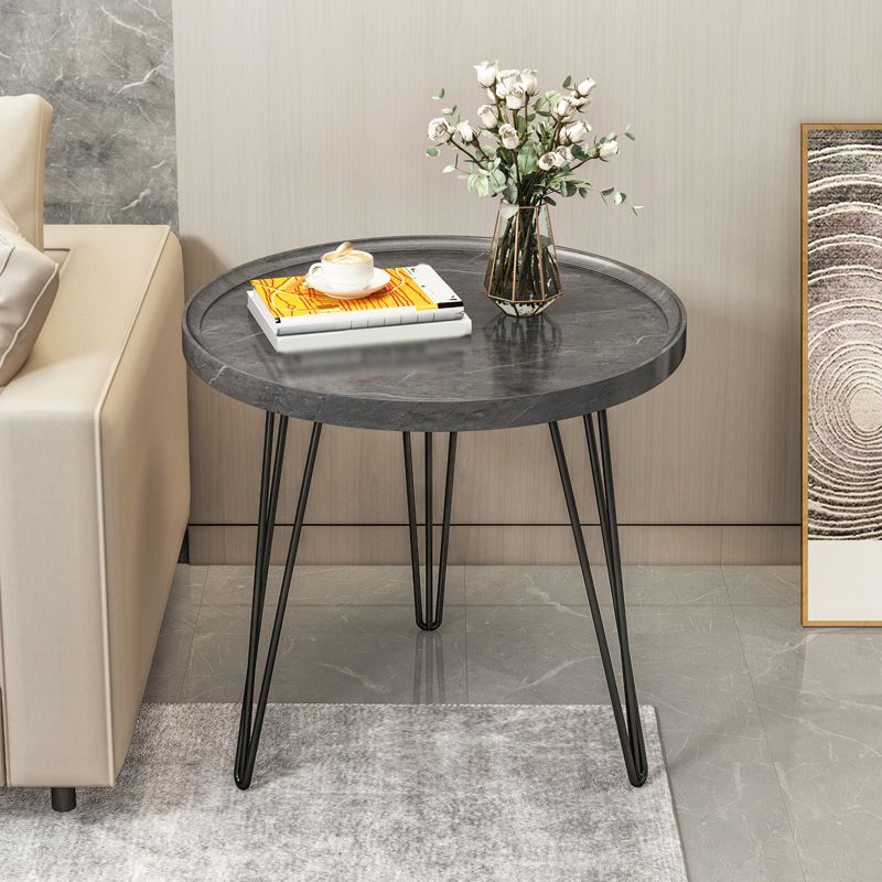 Modern 3 Legs Metal Base Grey/white/brown Round Wood Top End Table