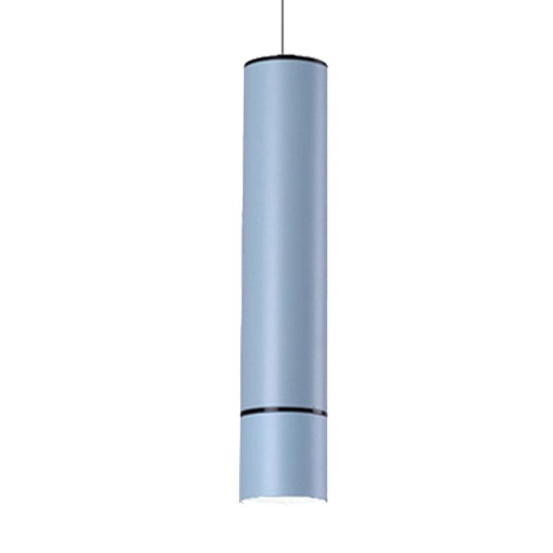 Nordic 1 Light Suspension Light with Metal Shade Pink/Blue/Green Pipe Ceiling Pendant Light in White/Warm/Natural Light