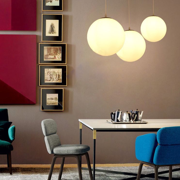 Milk White Glass Ball Pendant Modern Simplicity Style 1-Light Hanging Light for Bedroom