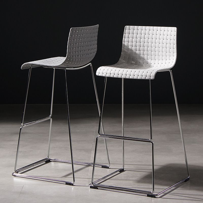 Modern Style Plastic Bar-stool Rectangle Seat Counter Bar Stool with Metal Legs