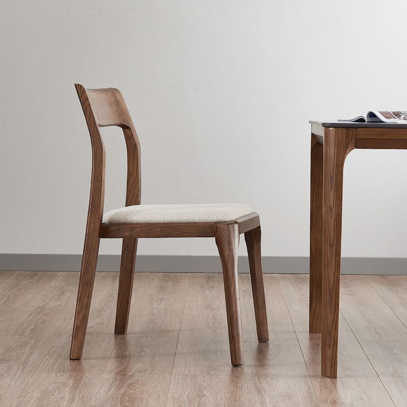 Silla auxiliar de madera contemporánea para el hogar, silla de comedor con respaldo abierto natural (juego de 2)