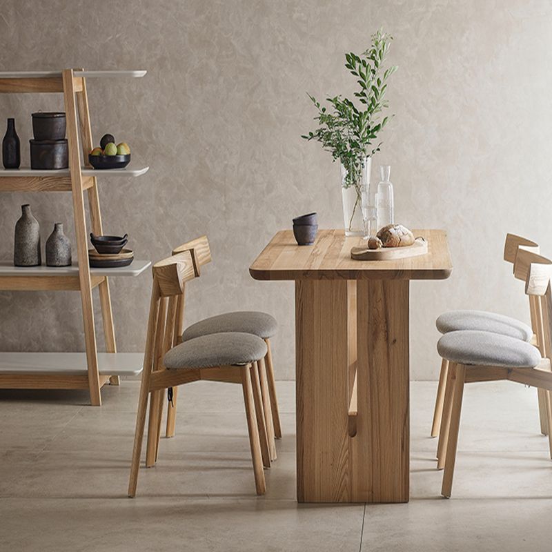 Modern Pine Solid Wood Table for Restaurant Rectangle Dining Table with Trestle Base