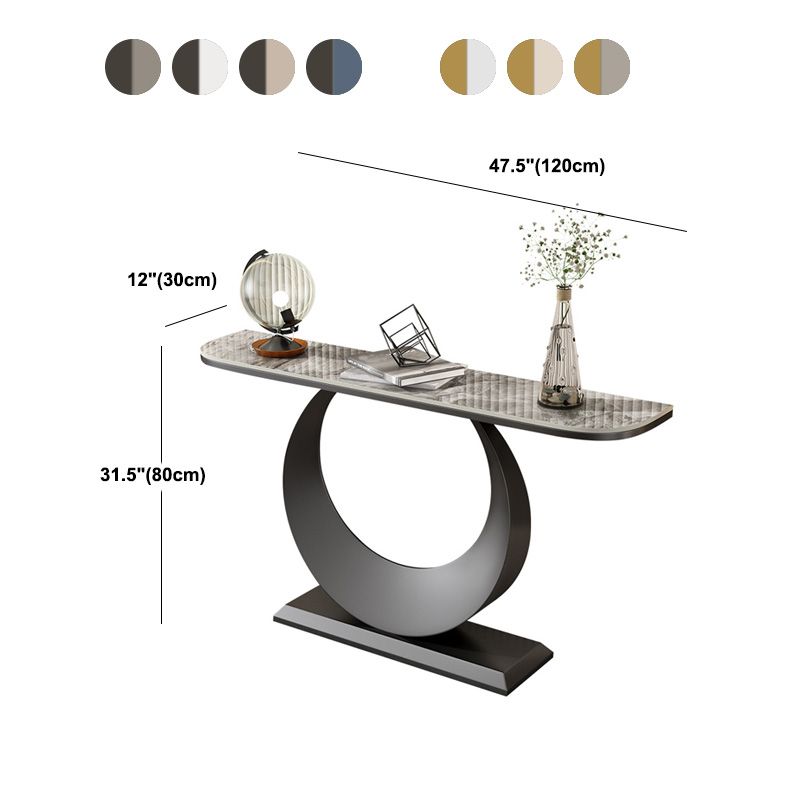 Stain Resistant Console Table 11.8" W Slate Glam Half Moon End Table