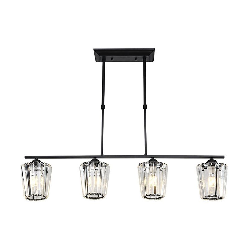 Geometrical Crystal Ceiling Chandelier Minimalist Black Hanging Light Fixture for Restaurant
