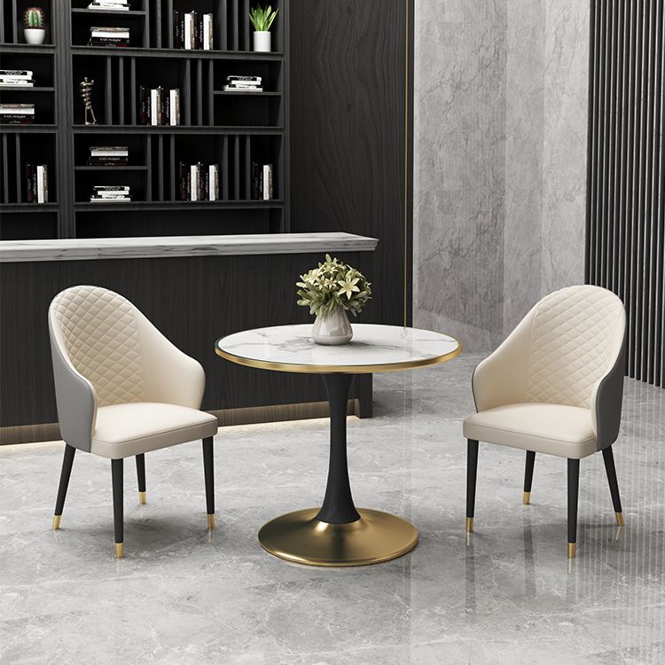 Tavolo da pranzo di lusso tradizionale da 31,5 '"tavolo rotondo con base di tulipani in metallo