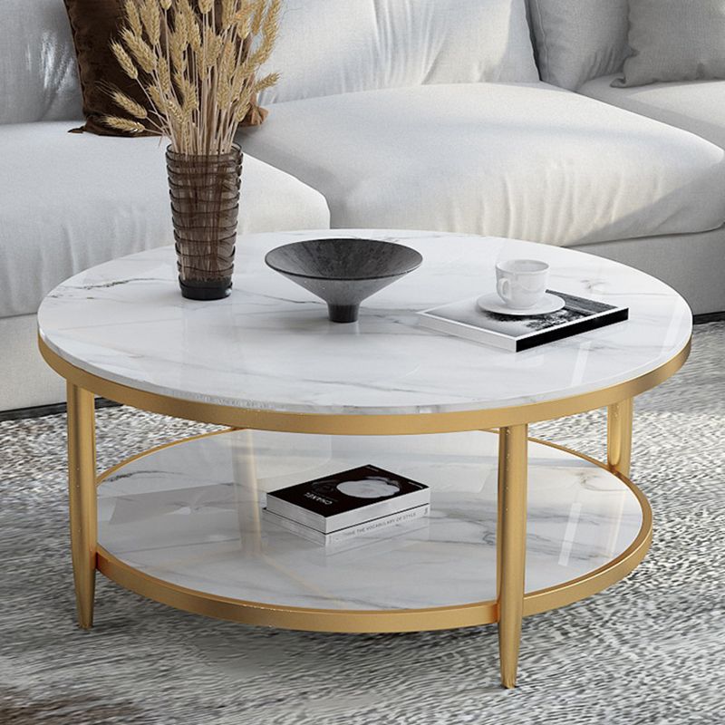 4 Legs Slate Coffee Table Round Coffee Table for Living Room
