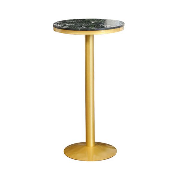 Glam Style Gold Iron Bar Table Marble Round Indoor Pedestal Bistro Table - 21.6"W x 41.3"H