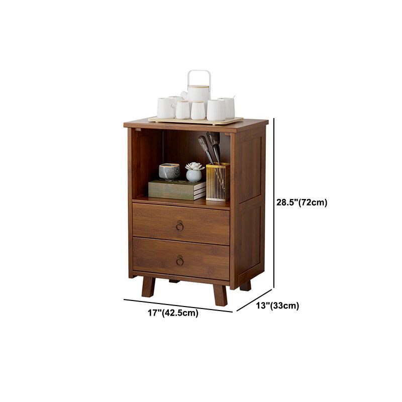Mid-Century Modern Accent Chest with Drawers and Shelf in Brown