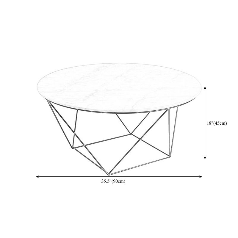 Frame Base Coffee Table Round Black/White Stone Cocktail Table