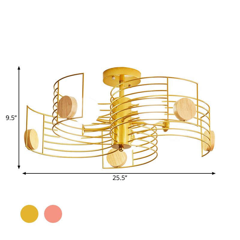 Monte Metallic Spiral Semi Flush Kids Pink/Gold LED cerca de la luz del techo con sombra de vidrio blanco
