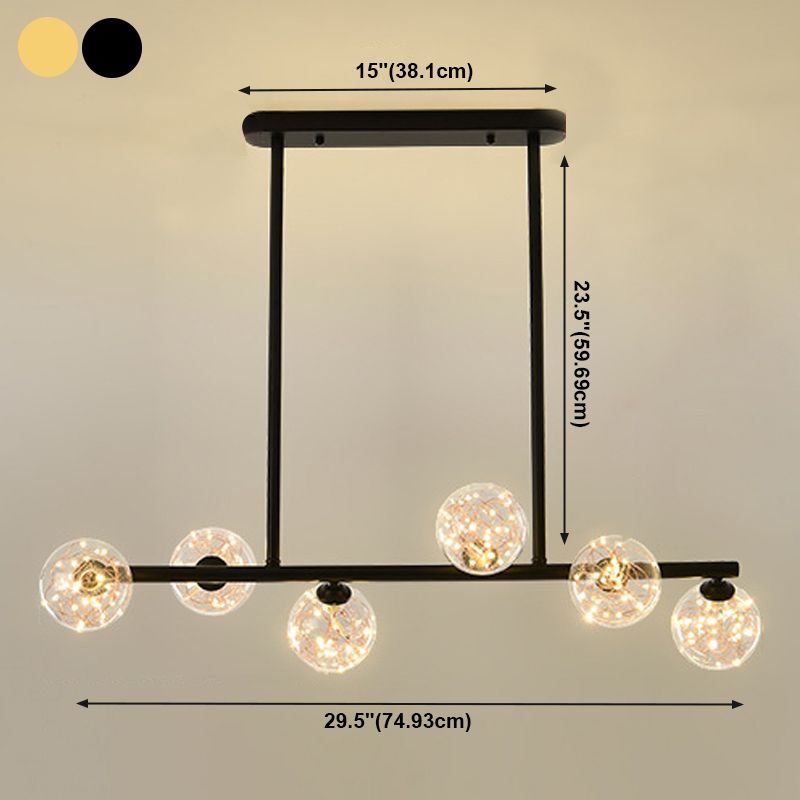 Zeitgenössischer Anhänger Lichter Globe Metal Island Kronleuchter mit Glasschatten