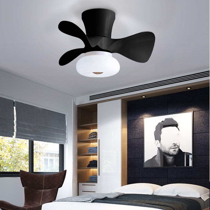 Kids Bedroom Semi Flush Light Floral LED Ceiling Fan Lamp with Acrylic Shade