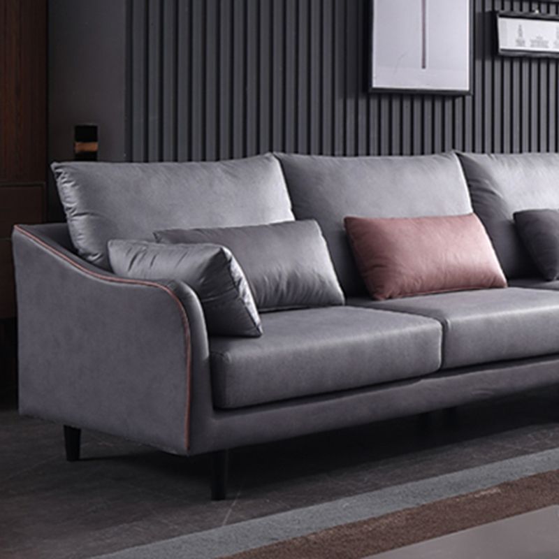 64" Wide Scandinavian Sectional Sofa Cushion Back Grey Sectionals