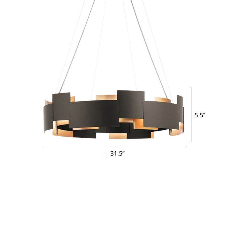 Splicing Metal Pendant Chandelier Postmodern Black and Gold Inner Suspension Light