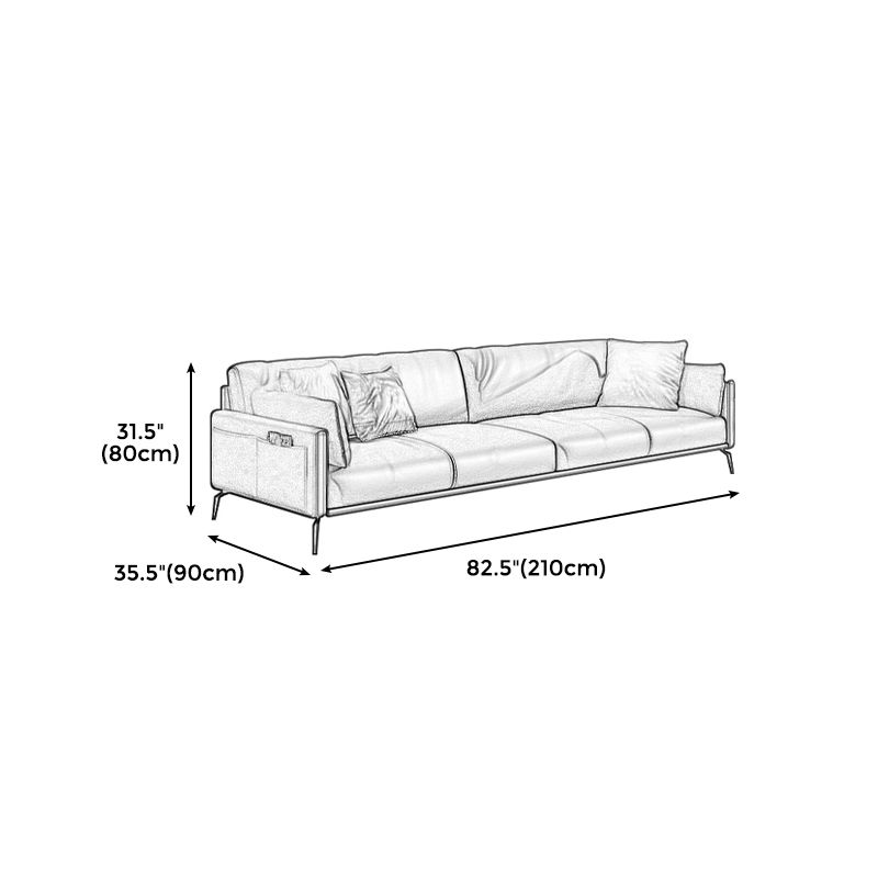 Black Industrial Sofa with Bolster Pillows 31.5"High Square Arm Sofa