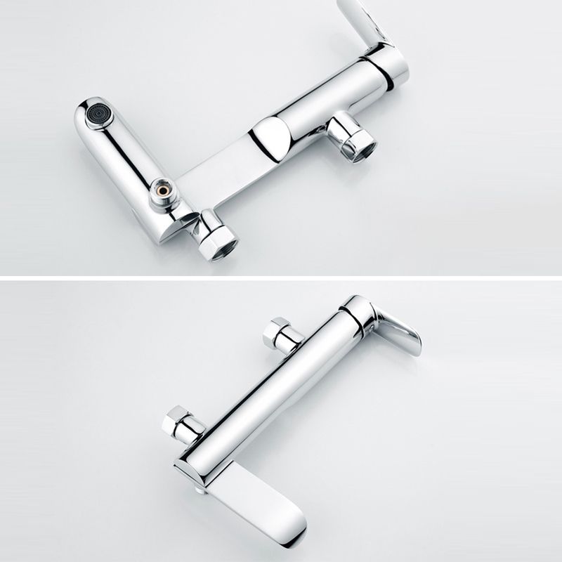Contemporary Wall Mounted Copper Freestanding Tub Filler Single Handle Faucet