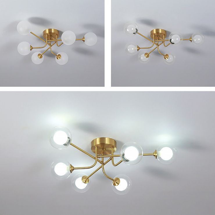 Ball Shape Glass Flush Ceiling Light Modern Multi Lights Flush Light Fixtures