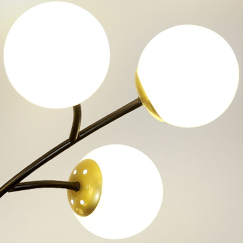 Ball Shape Glass Flush Light Modern Style Multi Lights Flush Mount Fixture in Black