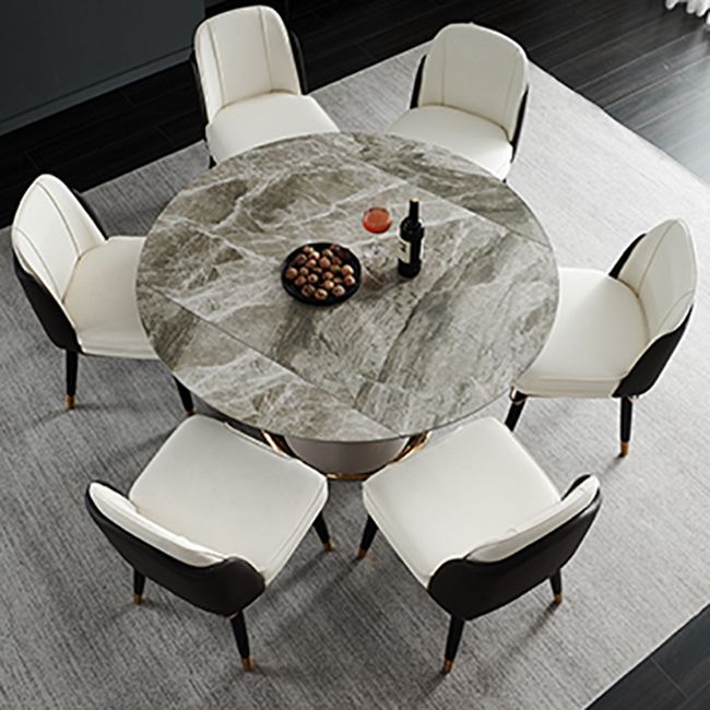Casual Extendable Round Shape Table Sintered Stone Standard Dining Table for Kitchen
