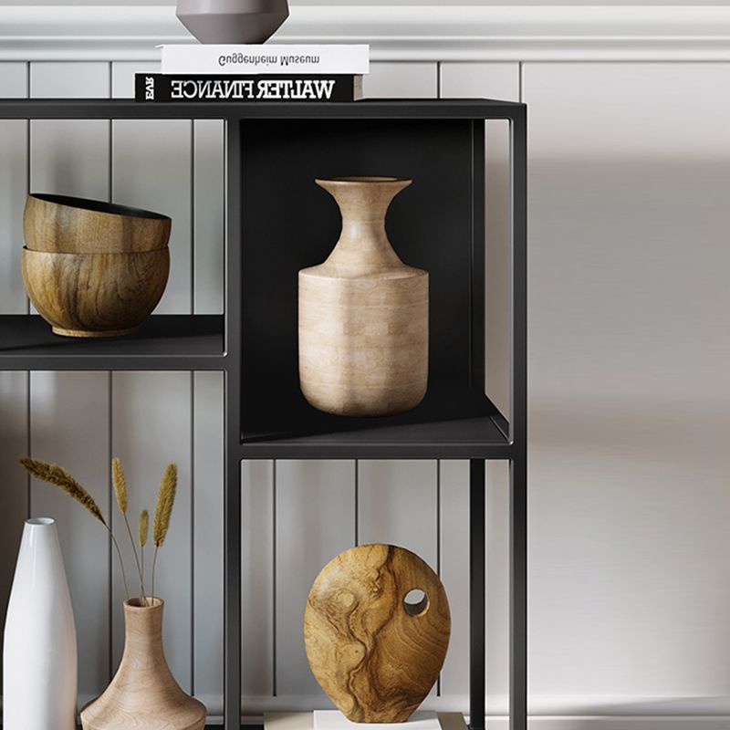 Horizontal Metal Bookcase Modern Open Back Bookshelf with Shelves