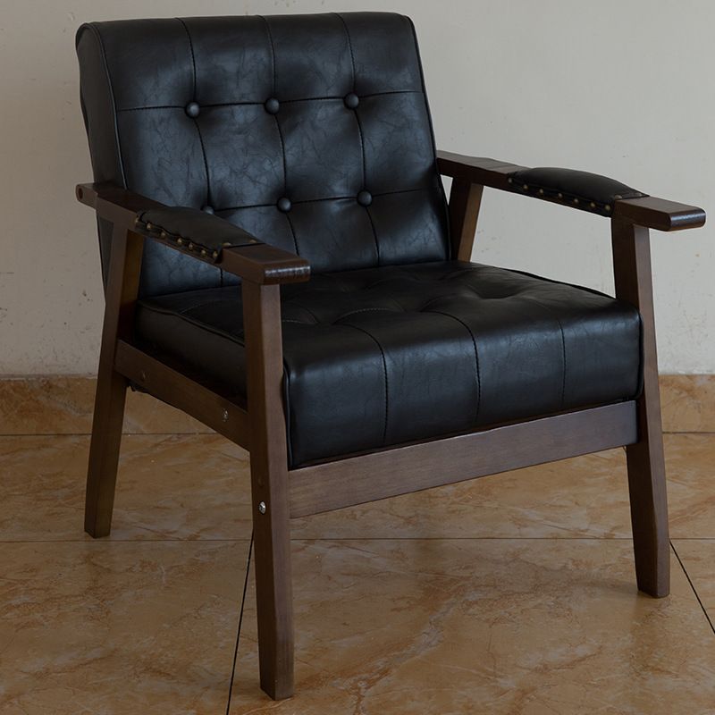 Modern 25.5"Wide PU Arm Chair with Basic Four Legs and Tufted Back