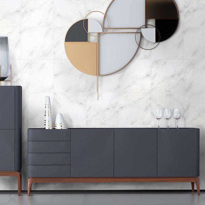 Contemporary Faux Marble Wallpaper Panels PVC Stick On White Wall Decor for Home