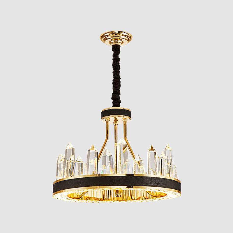 Contemporary Chandelier Light Fixture K9 Crystal Pendant Chandelier in Black
