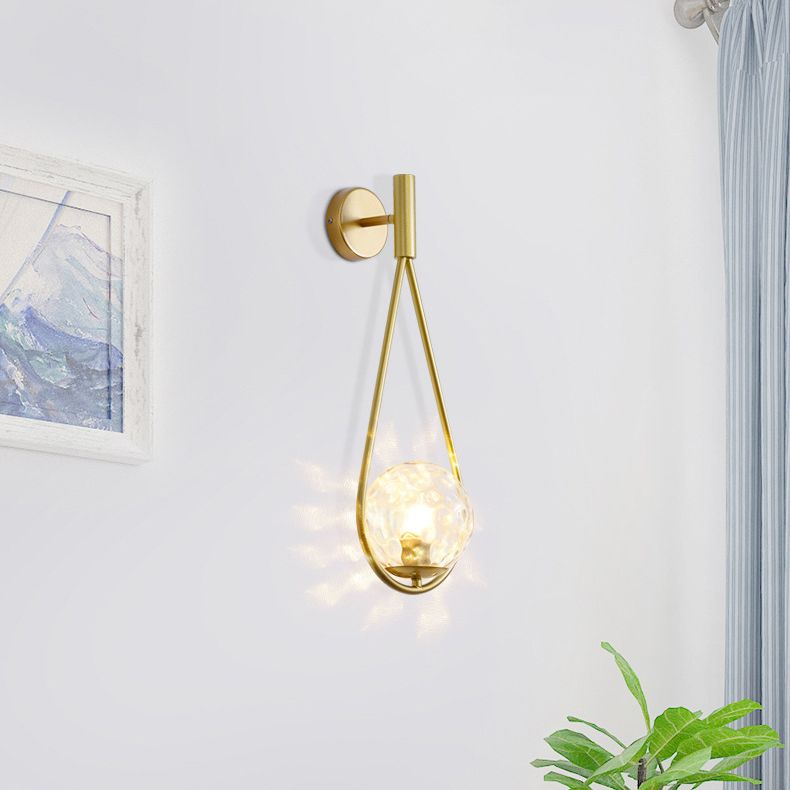 Glass Sphere Wall Sconce Modern Minimalism 1 Light Living Room Suspender Wall Lighting