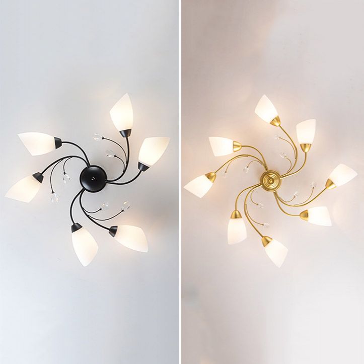 Lámpara tradicional de la semi rascada iluminación de techo de dormitorio múltiple con tono de vidrio de campana