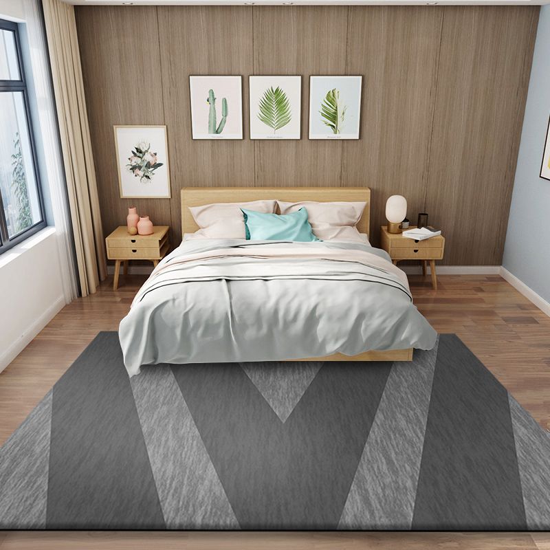 Modernist Geometric Pattern Rug Grey Polyester Rug Non-Slip Pet Friendly Washable Are Rug for Bedroom