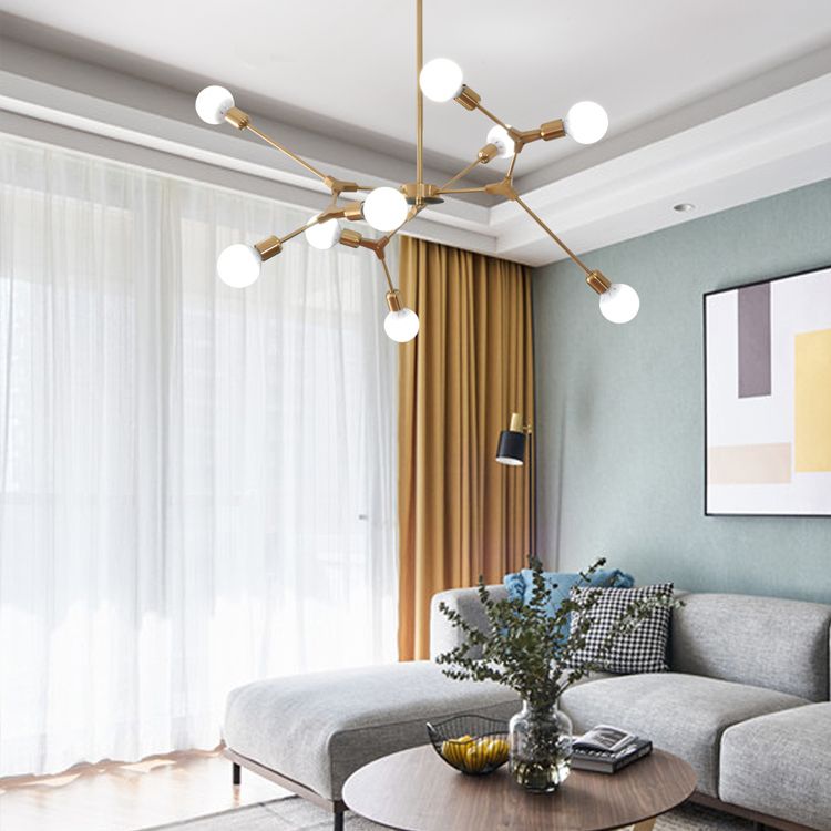 Postmodern Bare Bulb Hanging Light Metal Chandelier Light for Dining Room