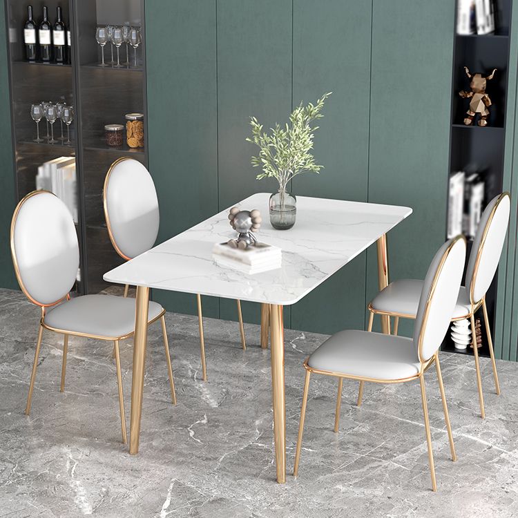 Luxury 1/2/5 Pieces Dining Set Sintered Stone Dining Table with Leather Chairs