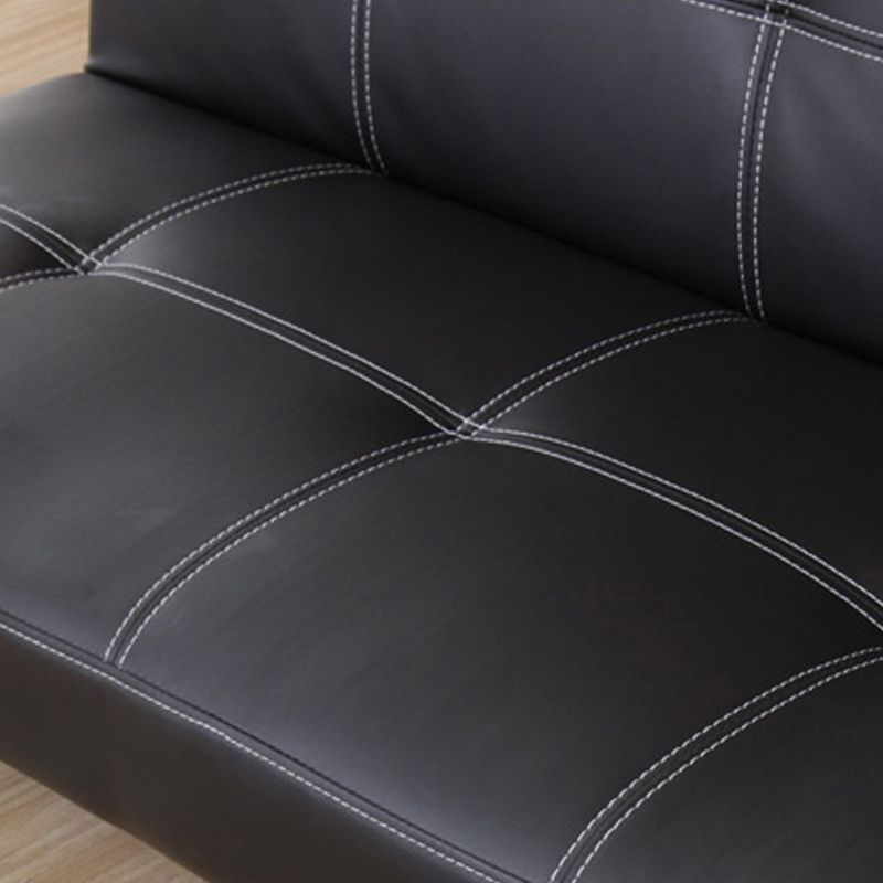 Foldable Faux Leather Pillow Top Arm Loveseat with Biscuit Back for Living Room