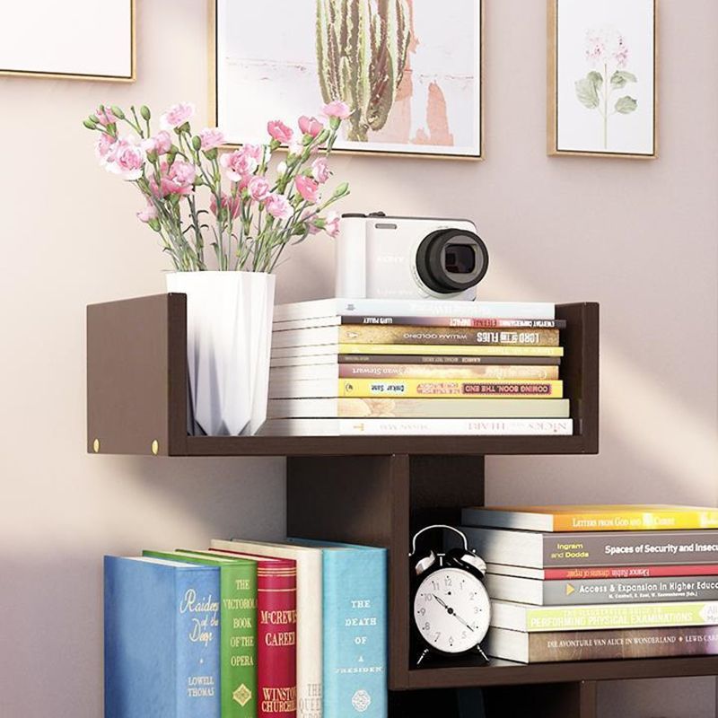 Modern Style Open Back Bookshelf Engineered Wood Bookcase with Shelves