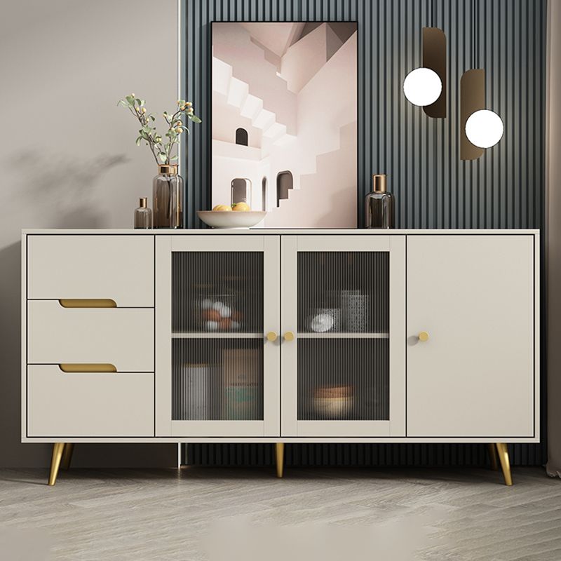 63" L Modern Accent Chest with 2-Drawer and 2-Door Wood Chest