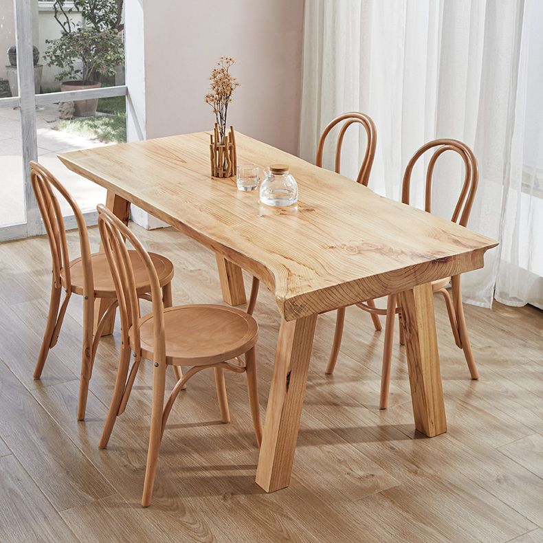 Solid Wood Rectangle Dining Table Modern Contemporary Pine Wood Table with 4 Legs
