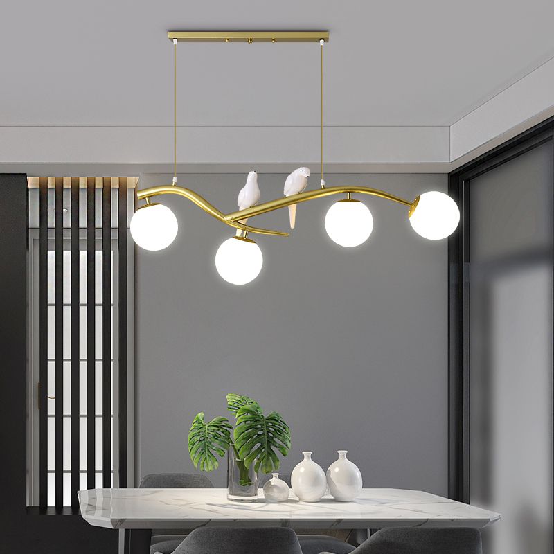 Contemporáneo de lámparas de la isla Sphere Glass 4 luces de la isla