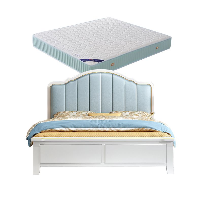Glam wood Standard Bed Faux Leather Bed Frame with Headboard