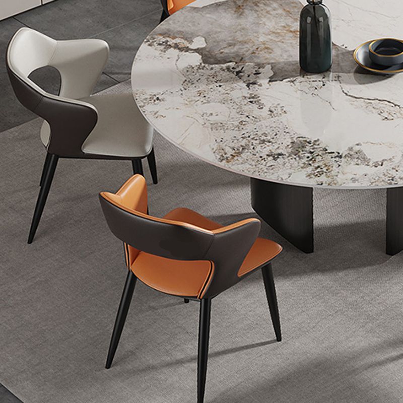 Modern Pedestal Base Dining Table Round Dinner Table with Stainless Steel Base