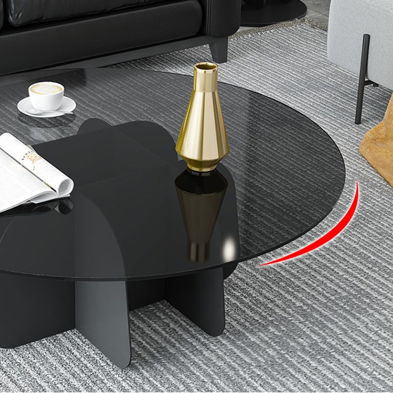 13.7"H Modern Metal Abstract Glass/slate Round Top Coffee Table