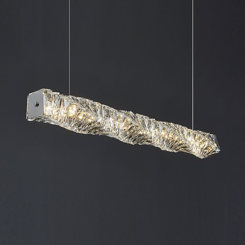 Modern Style Island Light 1-Light Island Hanging Light with Crystal Shade for Dining Room